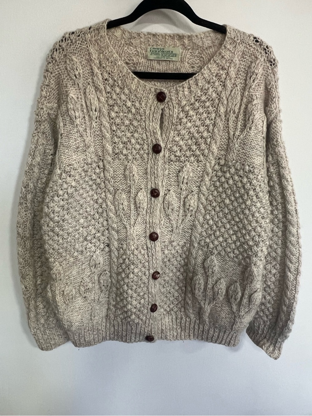 Crana Handknits Pure Wool Irish Cardigan Sweater